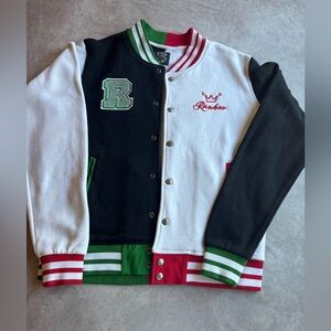 Men's Varsity Jacket - Black, White, Green, Red
